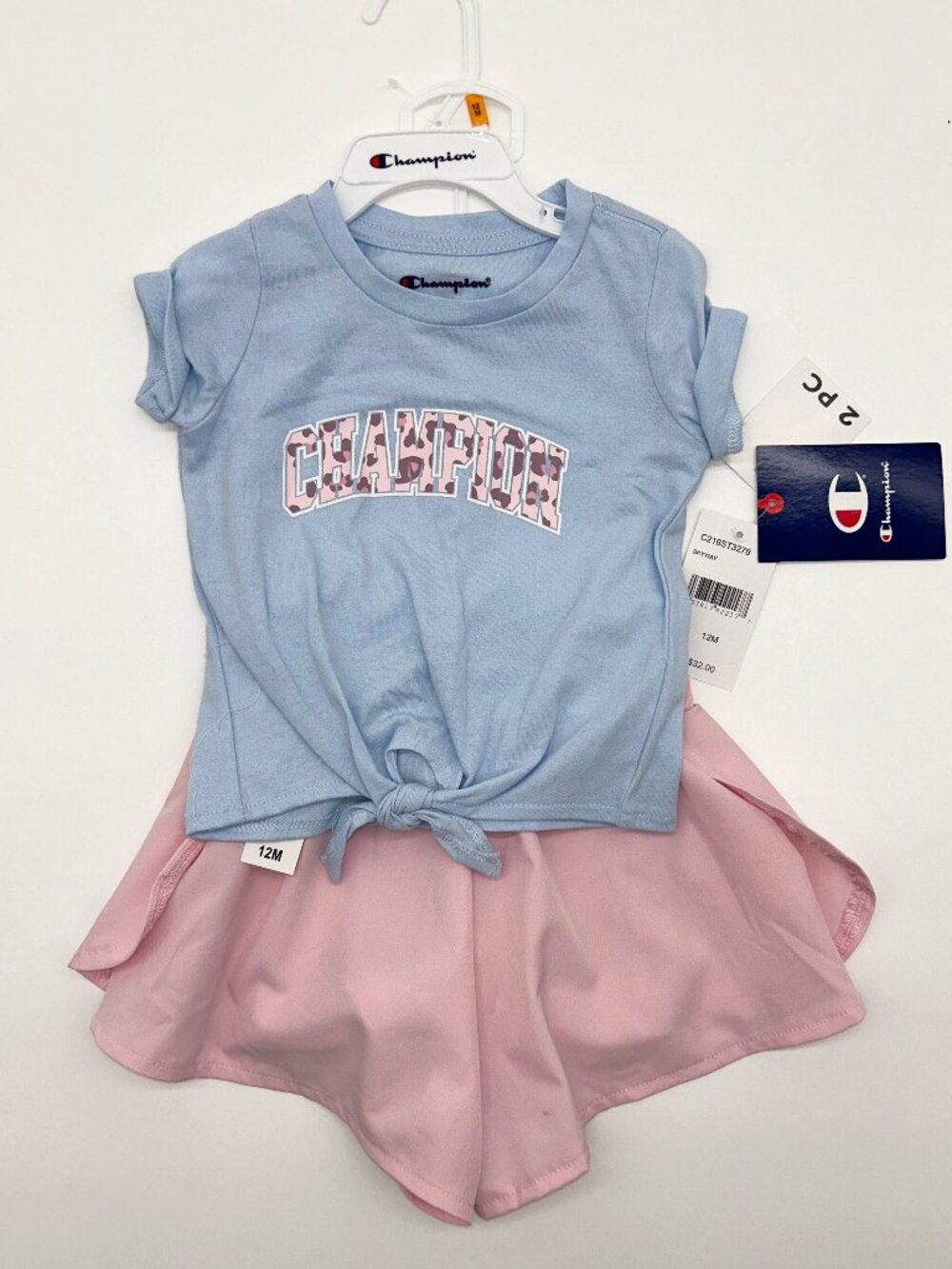 Champion Girls Size 12M 2pc Shirt and Shorts set NWT